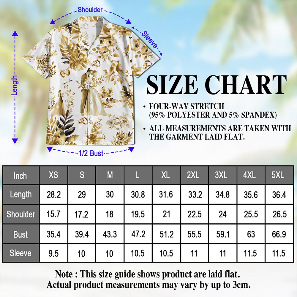 Wedding Engraved Hawaiian Shirt for Men, Button Down Aloha Shirt - Azhawaiian