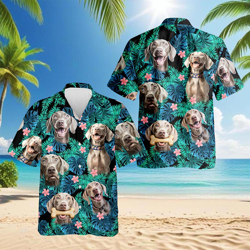 Weimaraner Dog Hawaiian Shirt for Men, Button Down Aloha Shirt - Azhawaiian