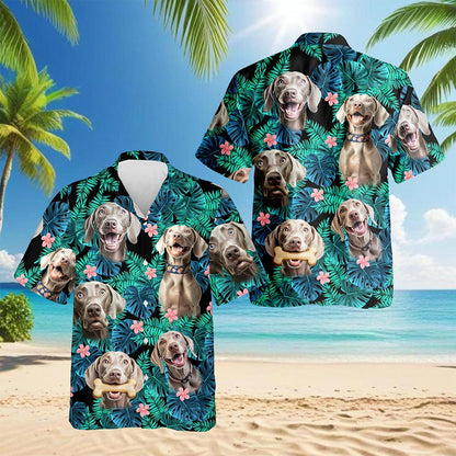 Weimaraner Dog Hawaiian Shirt for Men, Button Down Aloha Shirt - Azhawaiian