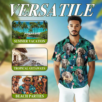Weimaraner Dog Hawaiian Shirt for Men, Button Down Aloha Shirt - Azhawaiian