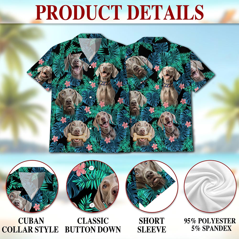 Weimaraner Dog Hawaiian Shirt for Men, Button Down Aloha Shirt - Azhawaiian