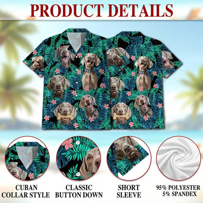 Weimaraner Dog Hawaiian Shirt for Men, Button Down Aloha Shirt - Azhawaiian