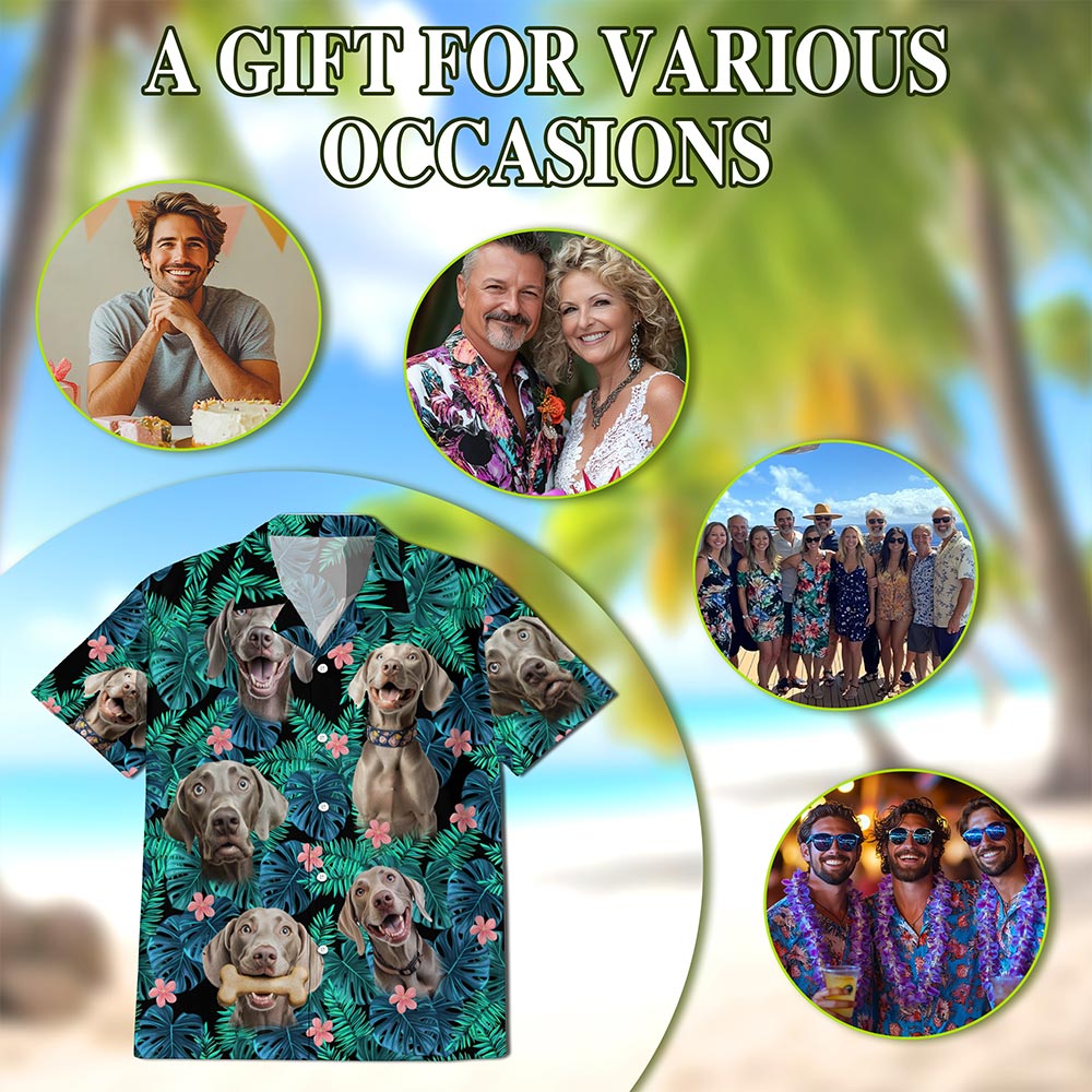 Weimaraner Dog Hawaiian Shirt for Men, Button Down Aloha Shirt - Azhawaiian