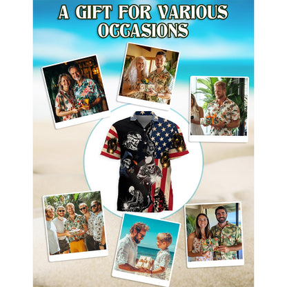 Welder Patriotic Hawaiian Shirt for Men, Button Down Aloha Shirt - Azhawaiian