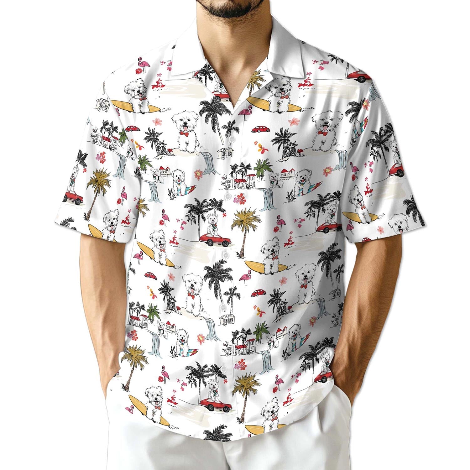 Azhawaiian West Highland White Terrier Hawaiian Shirt for Men