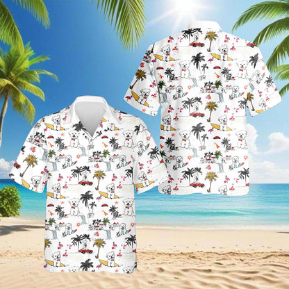 West Highland White Terrier Hawaiian Shirt for Men, Button Down Aloha Shirt - Azhawaiian