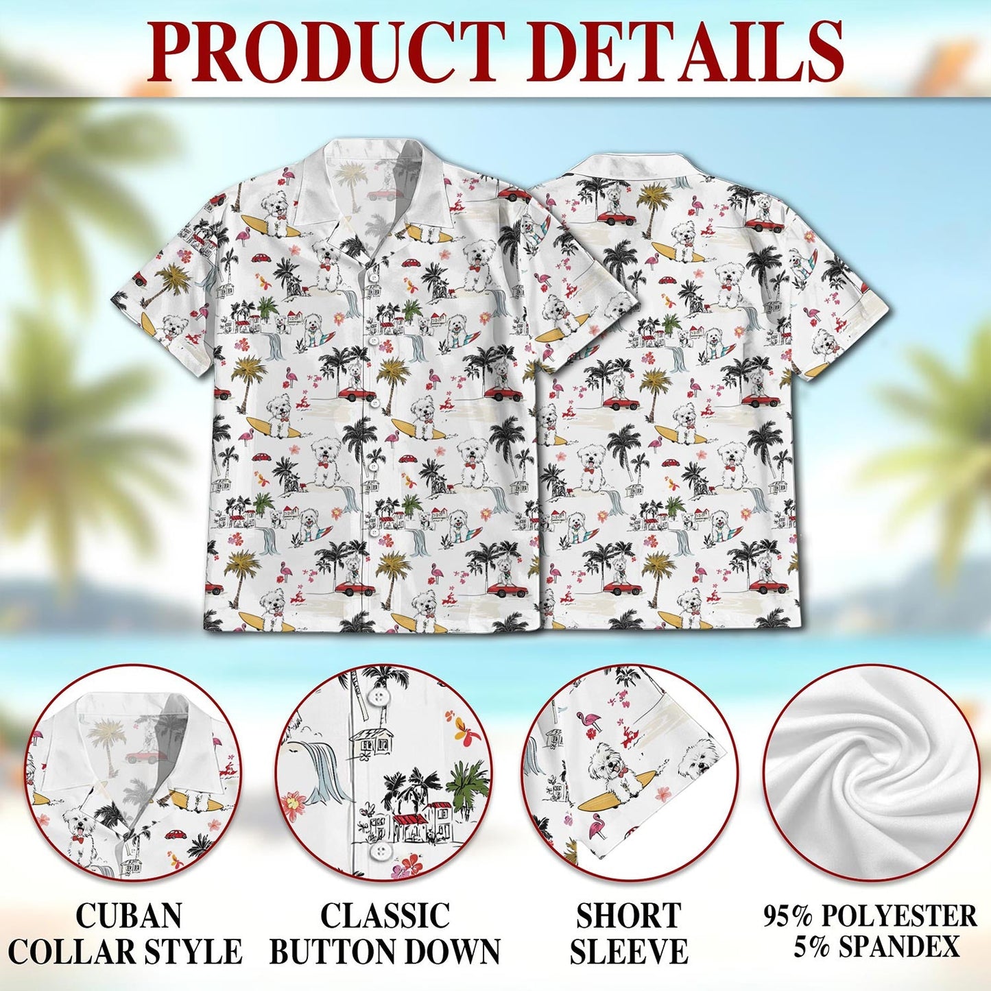 West Highland White Terrier Hawaiian Shirt for Men, Button Down Aloha Shirt - Azhawaiian