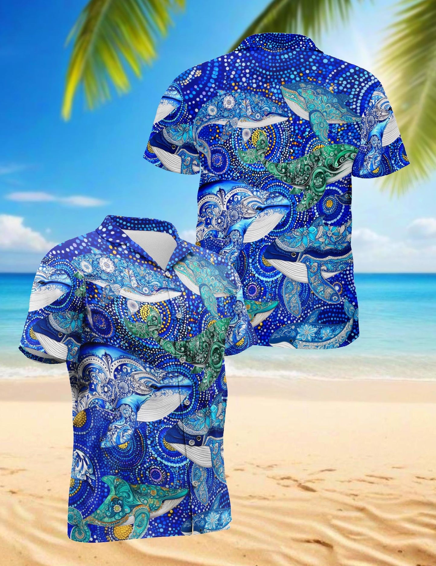 Whale Hawaiian Shirt for Men, Button Down Aloha Shirt - Azhawaiian