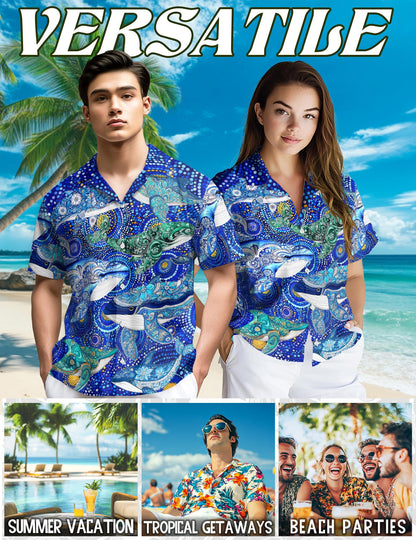 Whale Hawaiian Shirt for Men, Button Down Aloha Shirt - Azhawaiian