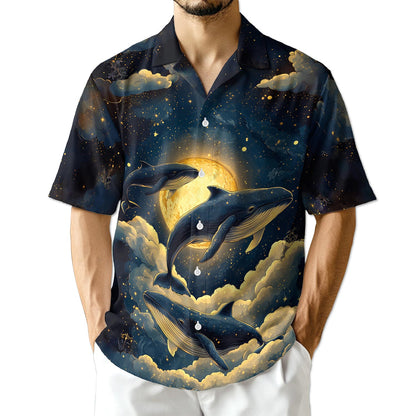 Azhawaiian Whale Midnight Hawaiian Shirt for Men