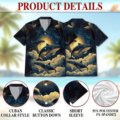Whale Midnight Hawaiian Shirt for Men, Button Down Aloha Shirt - Azhawaiian