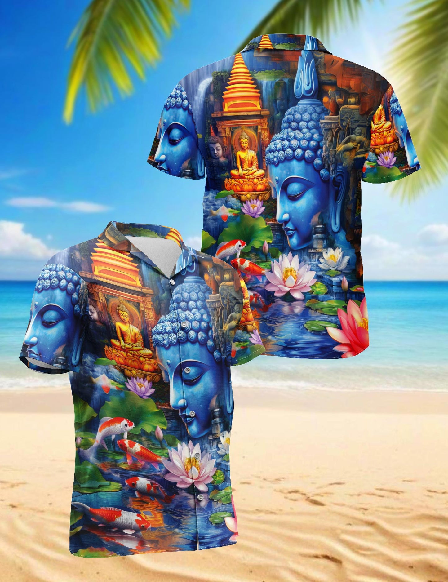 Buddha Hawaiian Shirt for Men, Button Down Aloha Shirt - Azhawaiian