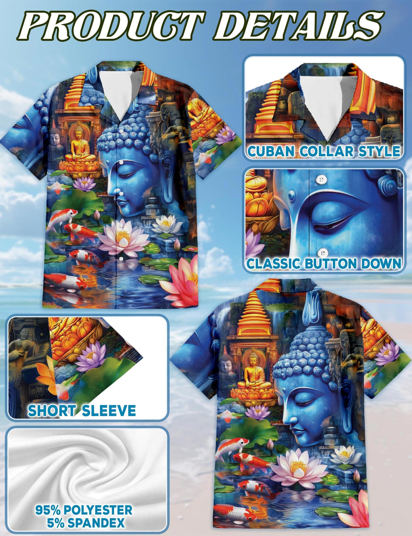 Buddha Hawaiian Shirt for Men, Button Down Aloha Shirt - Azhawaiian