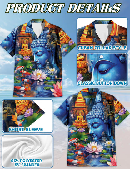 Buddha Hawaiian Shirt for Men, Button Down Aloha Shirt - Azhawaiian