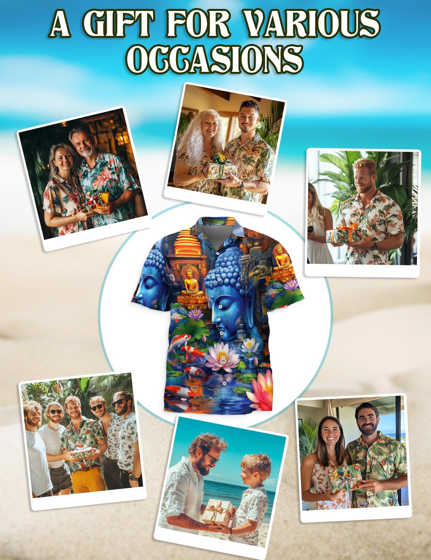 Buddha Hawaiian Shirt for Men, Button Down Aloha Shirt - Azhawaiian
