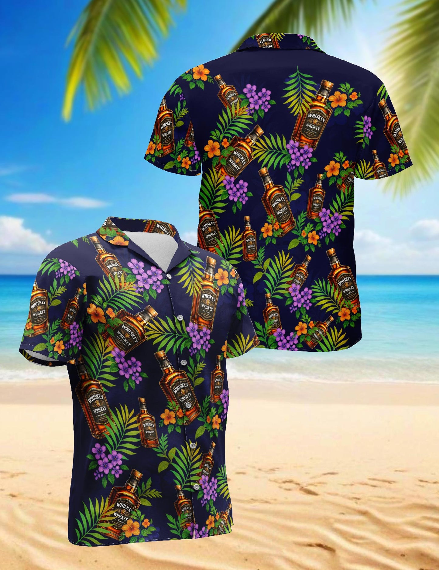 Whiskey Hawaiian Shirt for Men, Button Down Aloha Shirt - Azhawaiian