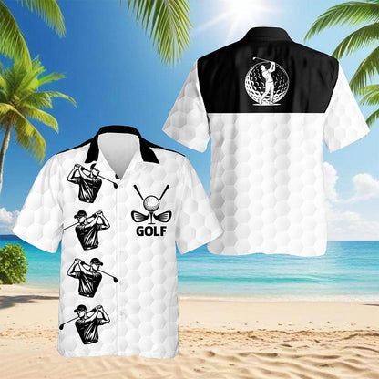 White Golf Ball Hawaiian Shirt for Men, Button Down Aloha Shirt - Azhawaiian