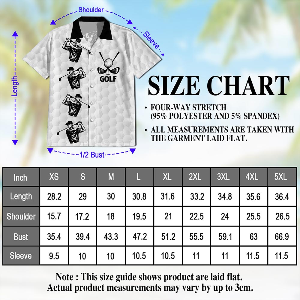 White Golf Ball Hawaiian Shirt for Men, Button Down Aloha Shirt - Azhawaiian