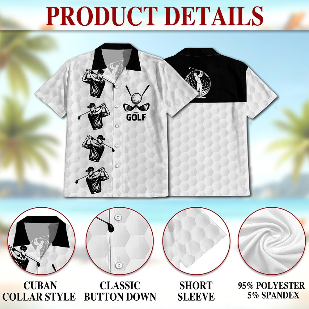 White Golf Ball Hawaiian Shirt for Men, Button Down Aloha Shirt - Azhawaiian