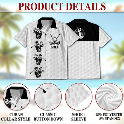 White Golf Ball Hawaiian Shirt for Men, Button Down Aloha Shirt - Azhawaiian