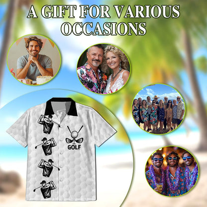 White Golf Ball Hawaiian Shirt for Men, Button Down Aloha Shirt - Azhawaiian