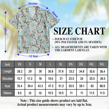 White Sakura Cherry Blossom Hawaiian Shirt for Men, Button Down Aloha Shirt - Azhawaiian