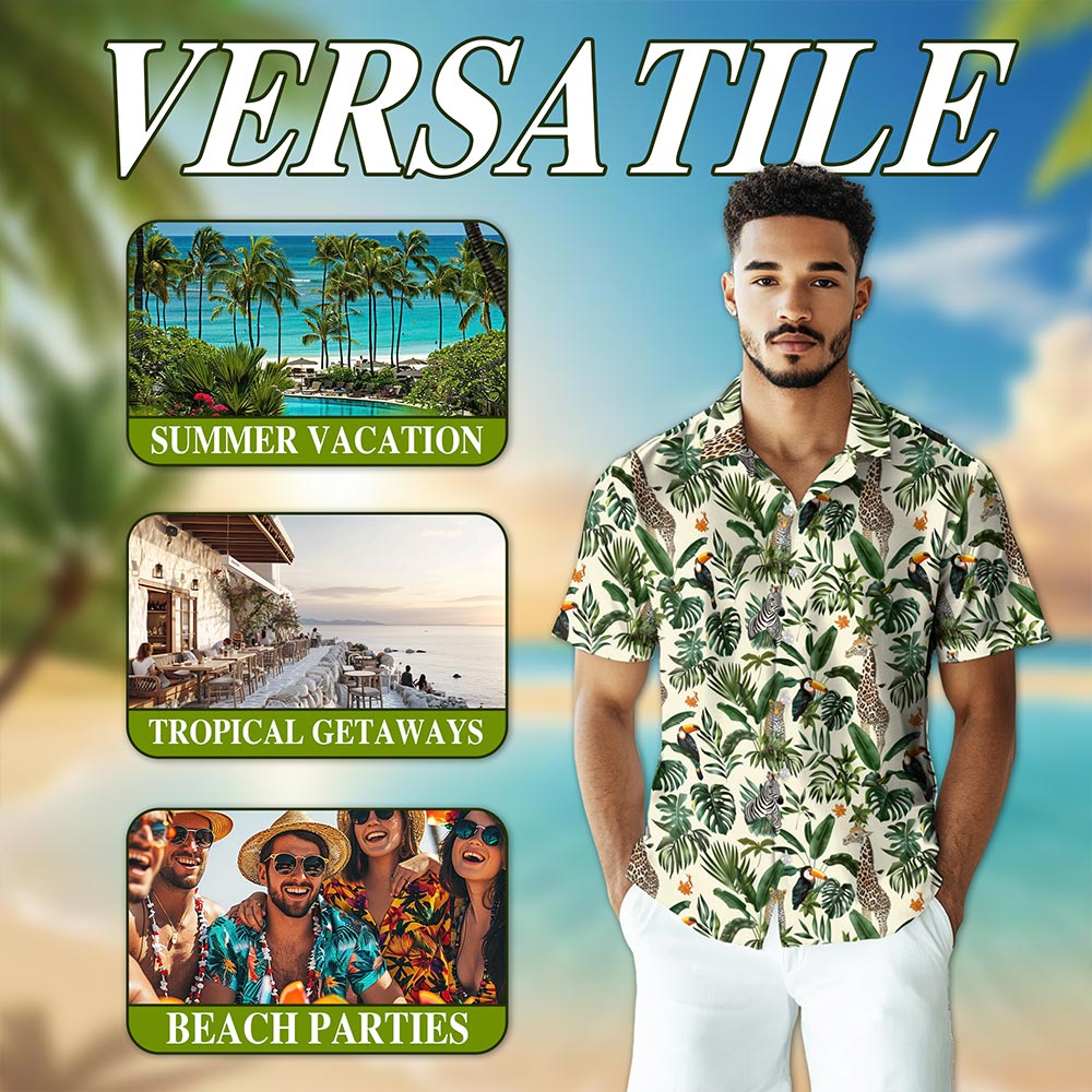Wild Animal Hawaiian Shirt for Men, Button Down Aloha Shirt - Azhawaiian