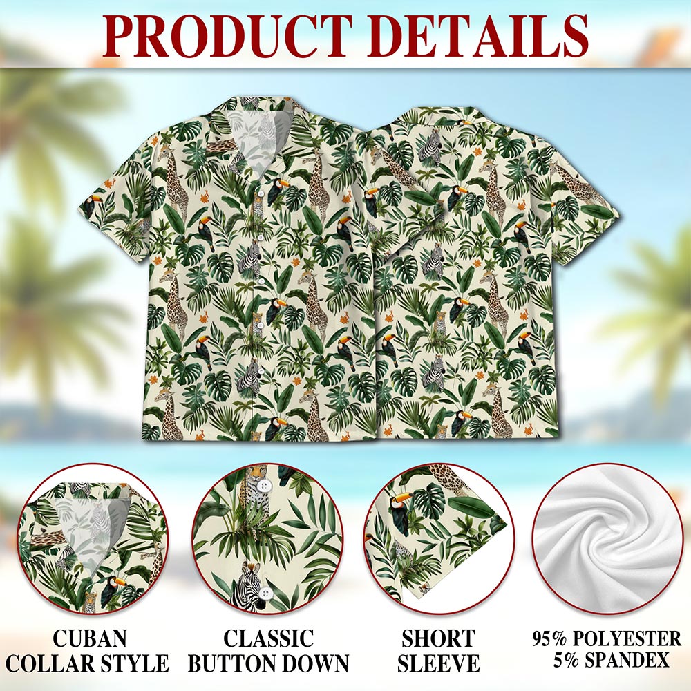 Wild Animal Hawaiian Shirt for Men, Button Down Aloha Shirt - Azhawaiian