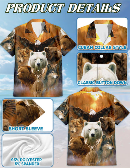 Wild Animal Hawaiian Shirt for Men, Button Down Aloha Shirt - Azhawaiian