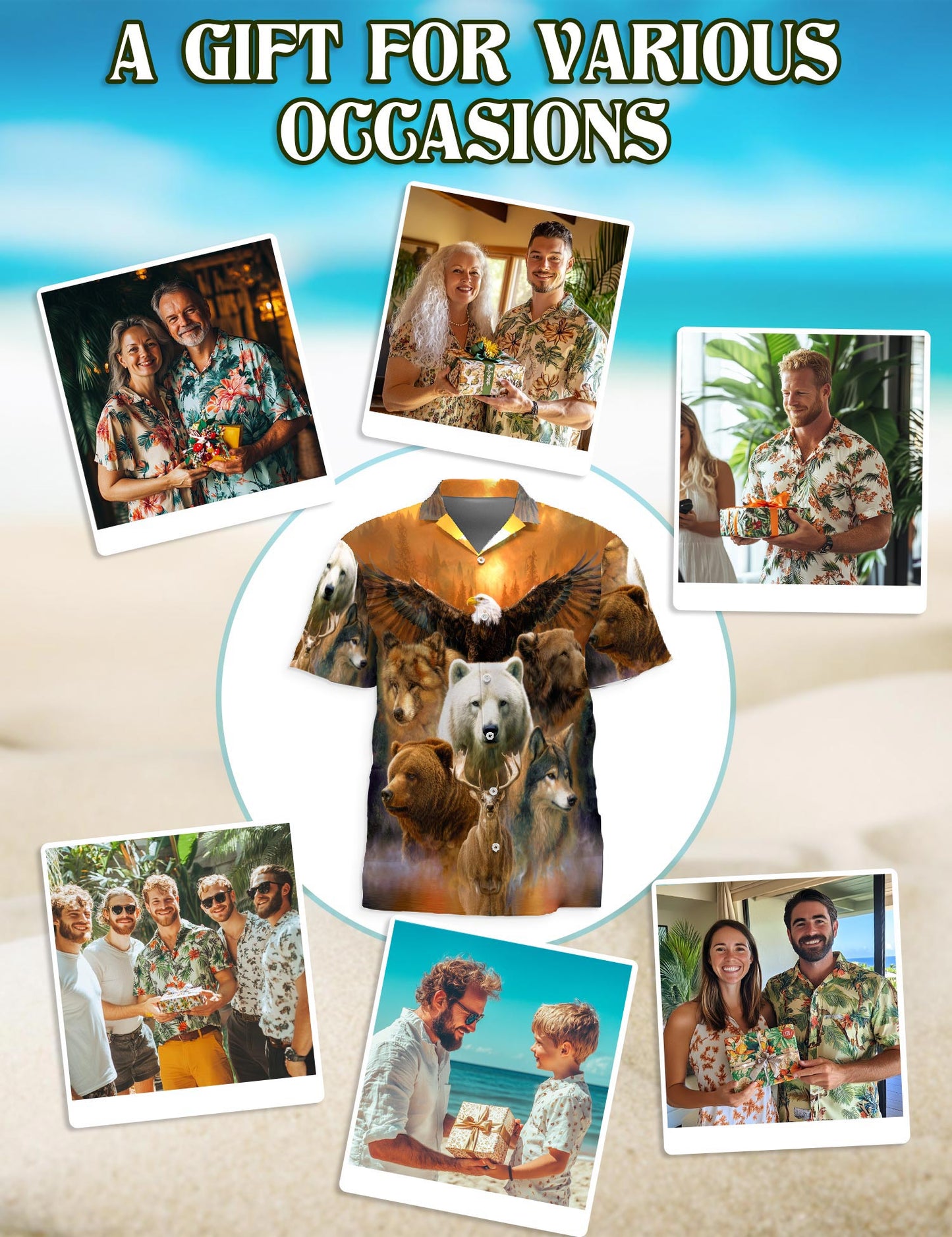 Wild Animal Hawaiian Shirt for Men, Button Down Aloha Shirt - Azhawaiian