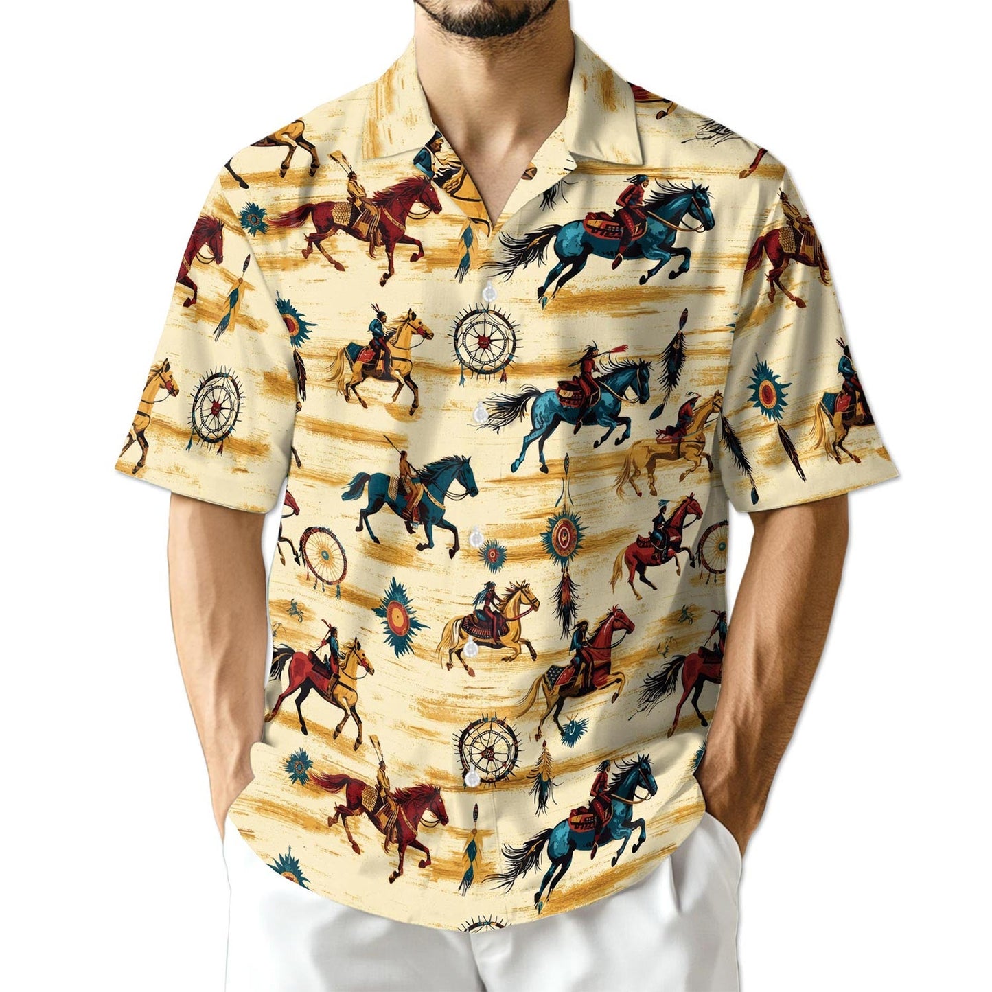 Wild Horse Hawaiian Shirt for Men, Button Down Aloha Shirt - Azhawaiian