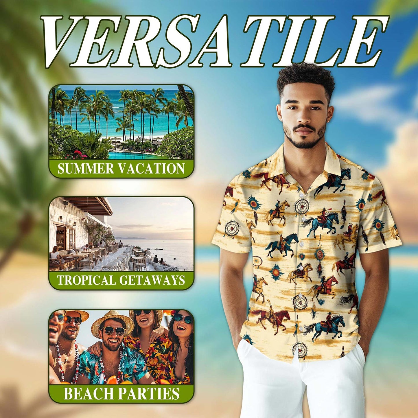 Wild Horse Hawaiian Shirt for Men, Button Down Aloha Shirt - Azhawaiian