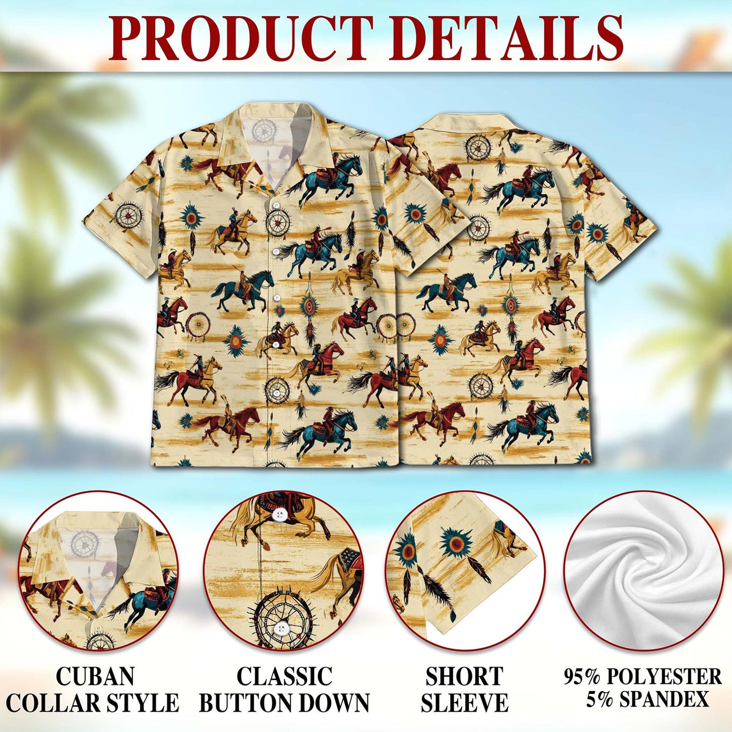 Wild Horse Hawaiian Shirt for Men, Button Down Aloha Shirt - Azhawaiian
