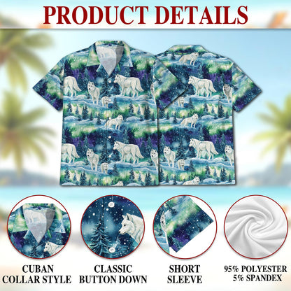 Winter Wolf Hawaiian Shirt for Men, Button Down Aloha Shirt - Azhawaiian
