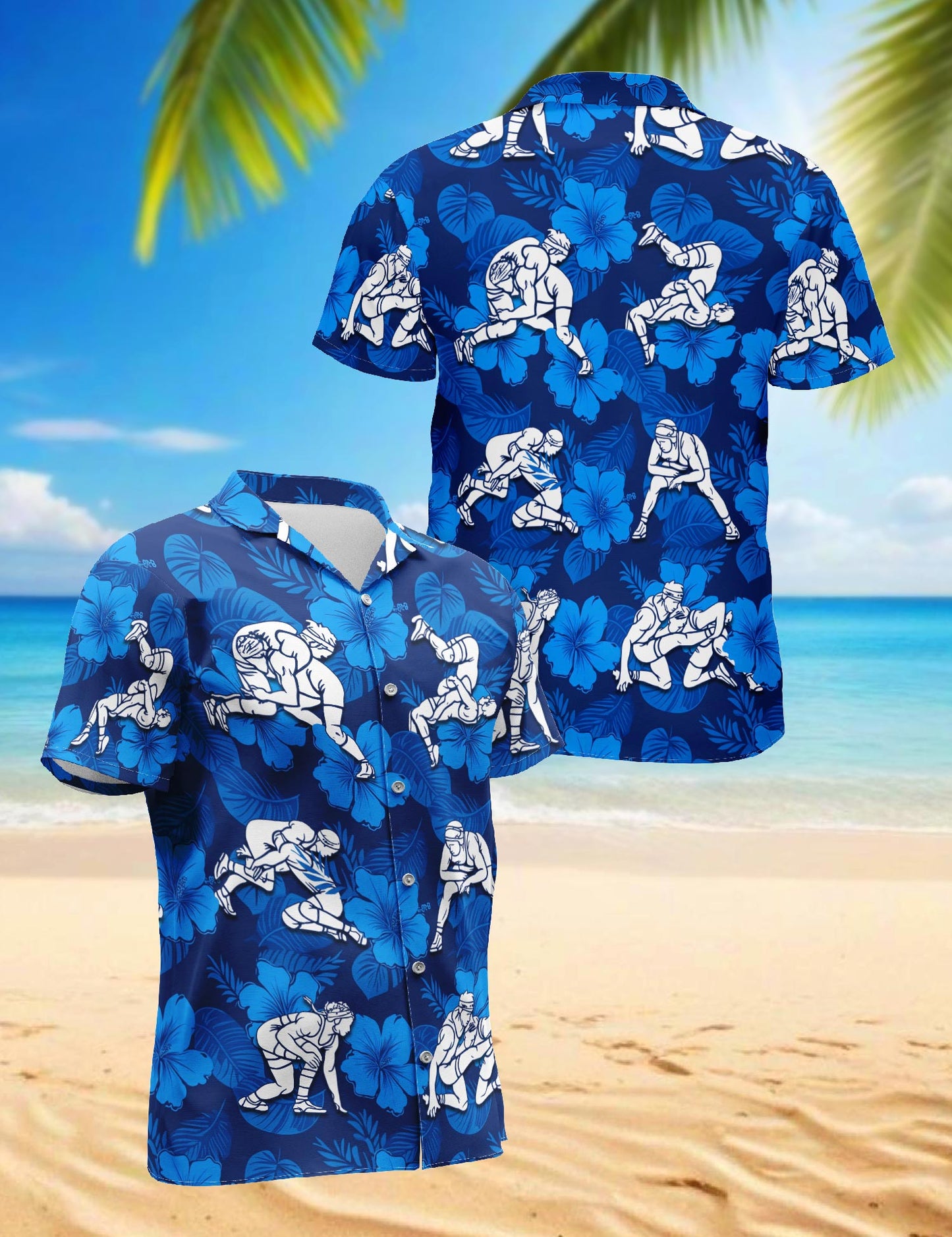 Wrestling Hawaiian Shirt for Men, Button Down Aloha Shirt - Azhawaiian