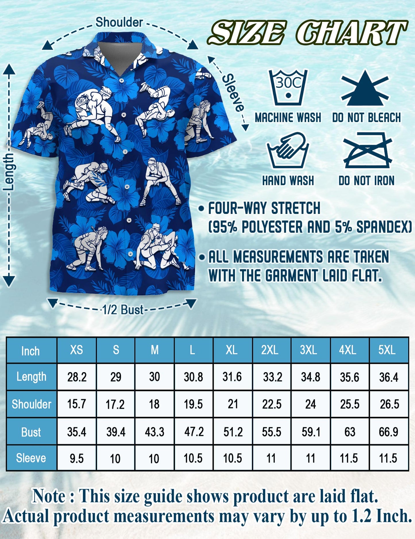 Wrestling Hawaiian Shirt for Men, Button Down Aloha Shirt - Azhawaiian