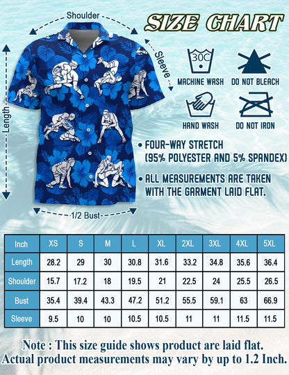 Wrestling Hawaiian Shirt for Men, Button Down Aloha Shirt - Azhawaiian