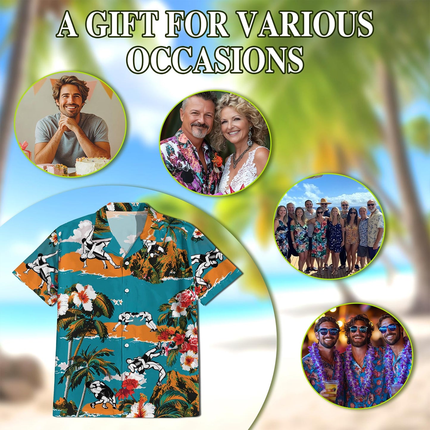 Wrestling On Beach Tropical Hawaiian Shirt for Men, Button Down Aloha Shirt - Azhawaiian