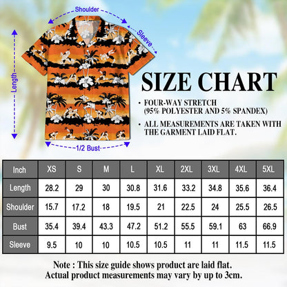 Wrestling Orange Hibiscus Hawaiian Shirt for Men, Button Down Aloha Shirt - Azhawaiian