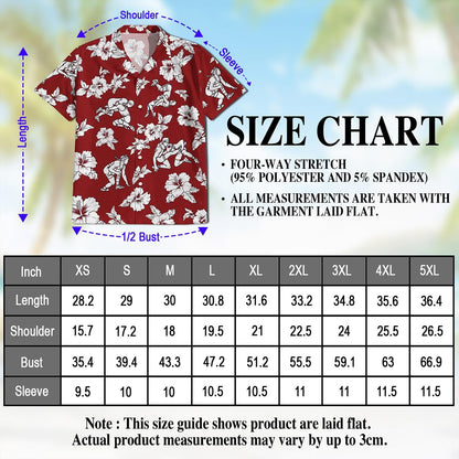 Wrestling Red Hibiscus Hawaiian Shirt for Men, Button Down Aloha Shirt - Azhawaiian