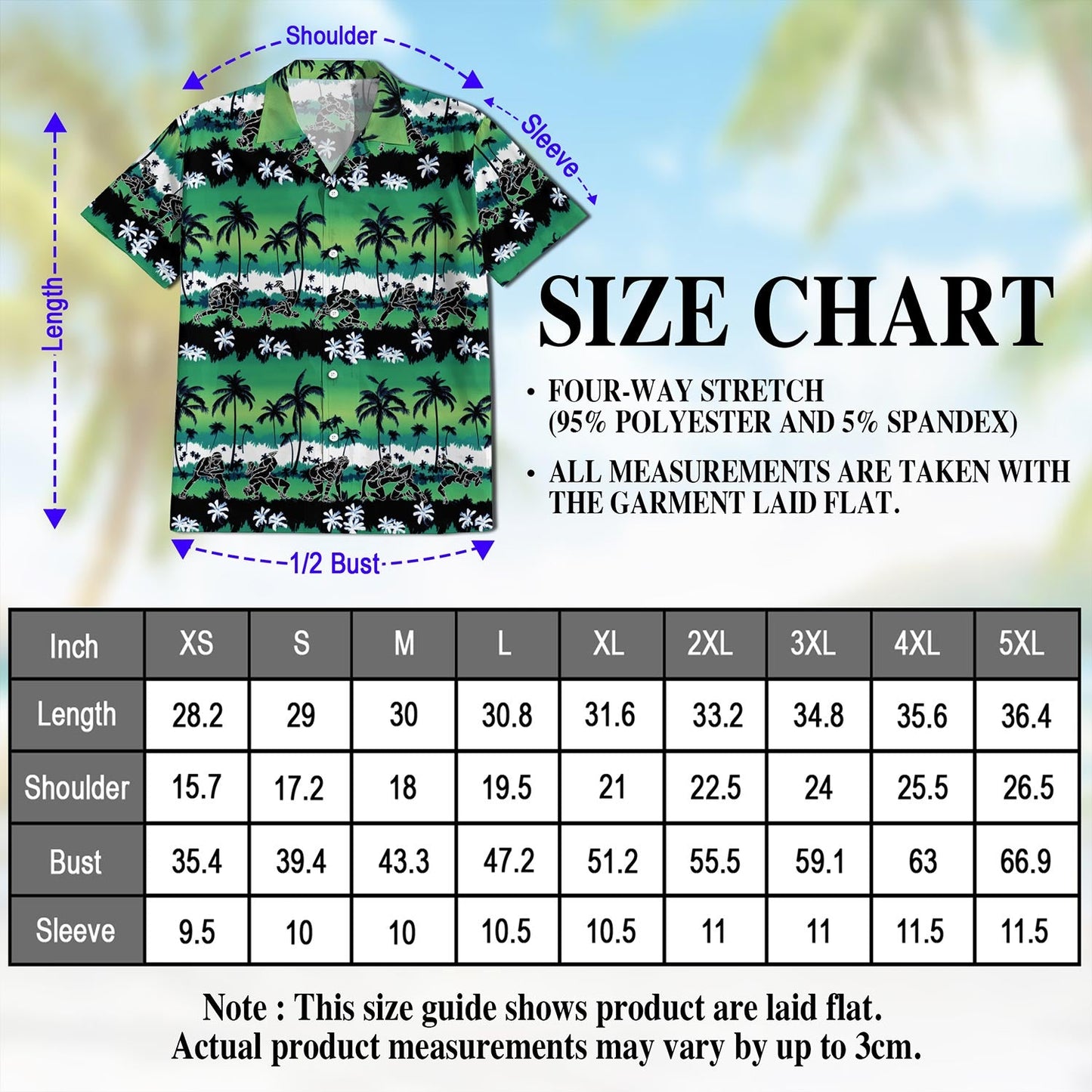 Wrestling Time Green Palm Tree Hawaiian Shirt for Men, Button Down Aloha Shirt - Azhawaiian