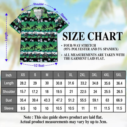 Wrestling Time Green Palm Tree Hawaiian Shirt for Men, Button Down Aloha Shirt - Azhawaiian