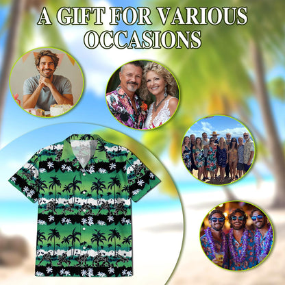Wrestling Time Green Palm Tree Hawaiian Shirt for Men, Button Down Aloha Shirt - Azhawaiian