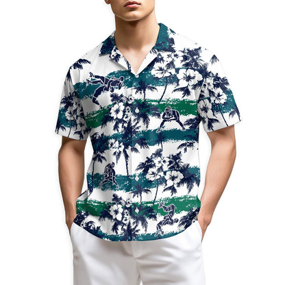 Azhawaiian Wrestling White Palm Hawaiian Shirt for Men