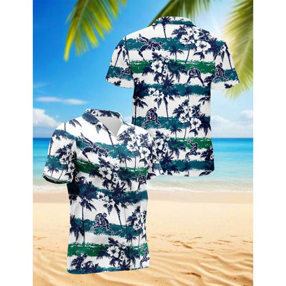 Wrestling White Palm Hawaiian Shirt for Men, Button Down Aloha Shirt - Azhawaiian