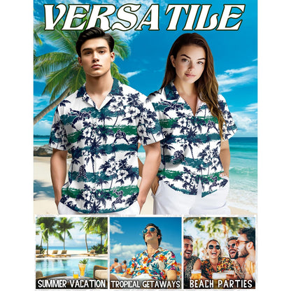 Wrestling White Palm Hawaiian Shirt for Men, Button Down Aloha Shirt - Azhawaiian