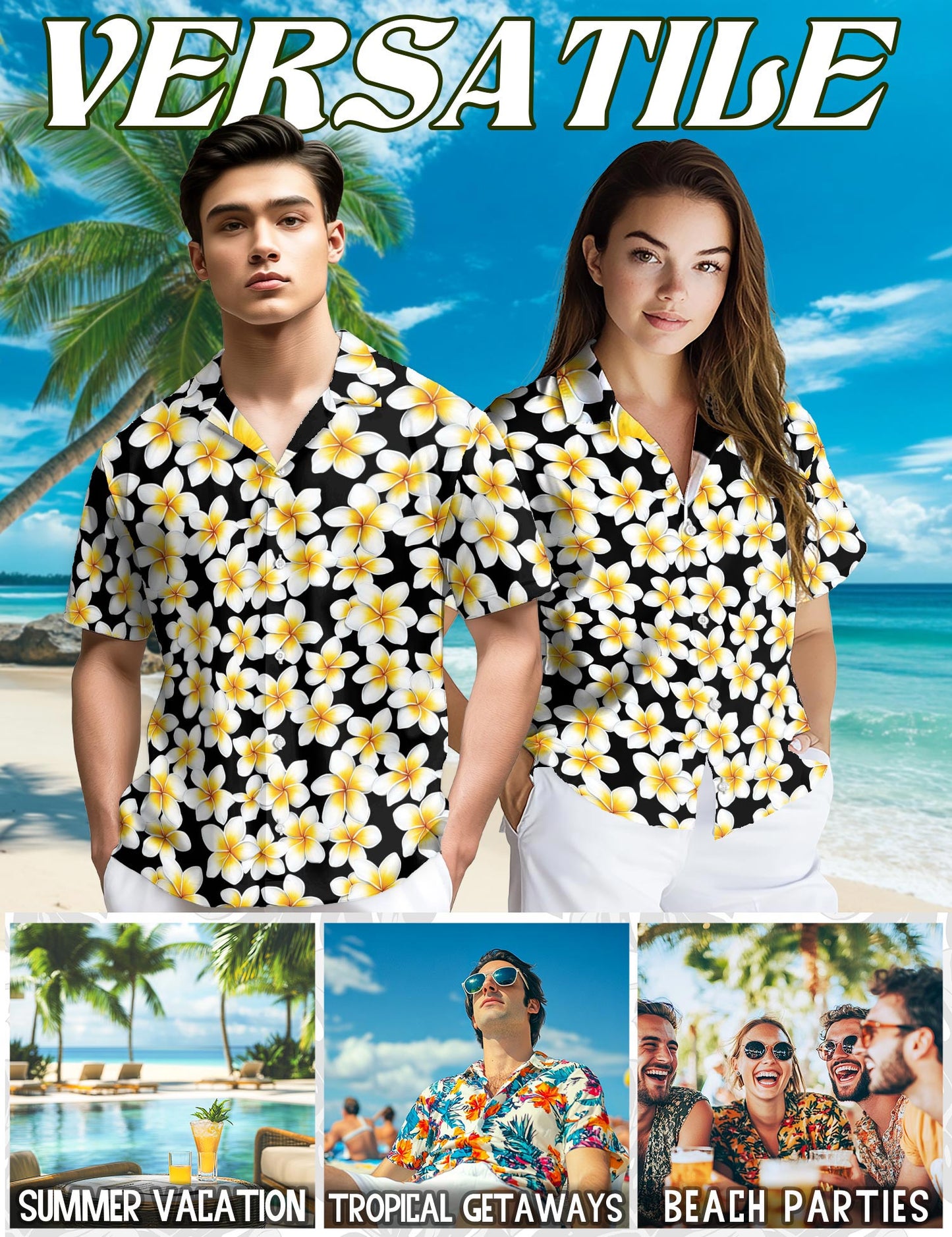 Yellow Plumeria Hawaiian Shirt for Men, Button Down Aloha Shirt - Azhawaiian