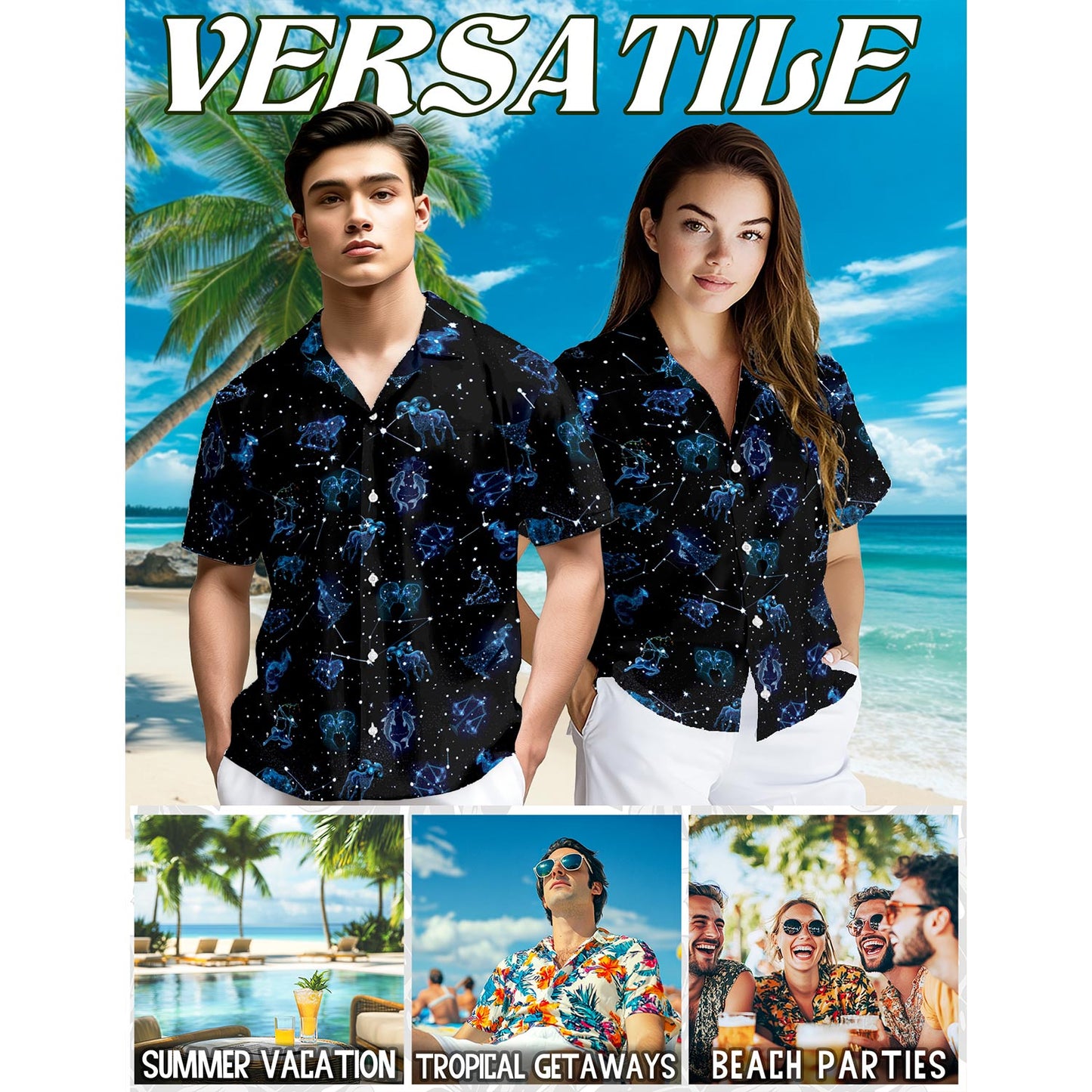 Zodiac Hawaiian Shirt for Men, Button Down Aloha Shirt - Azhawaiian