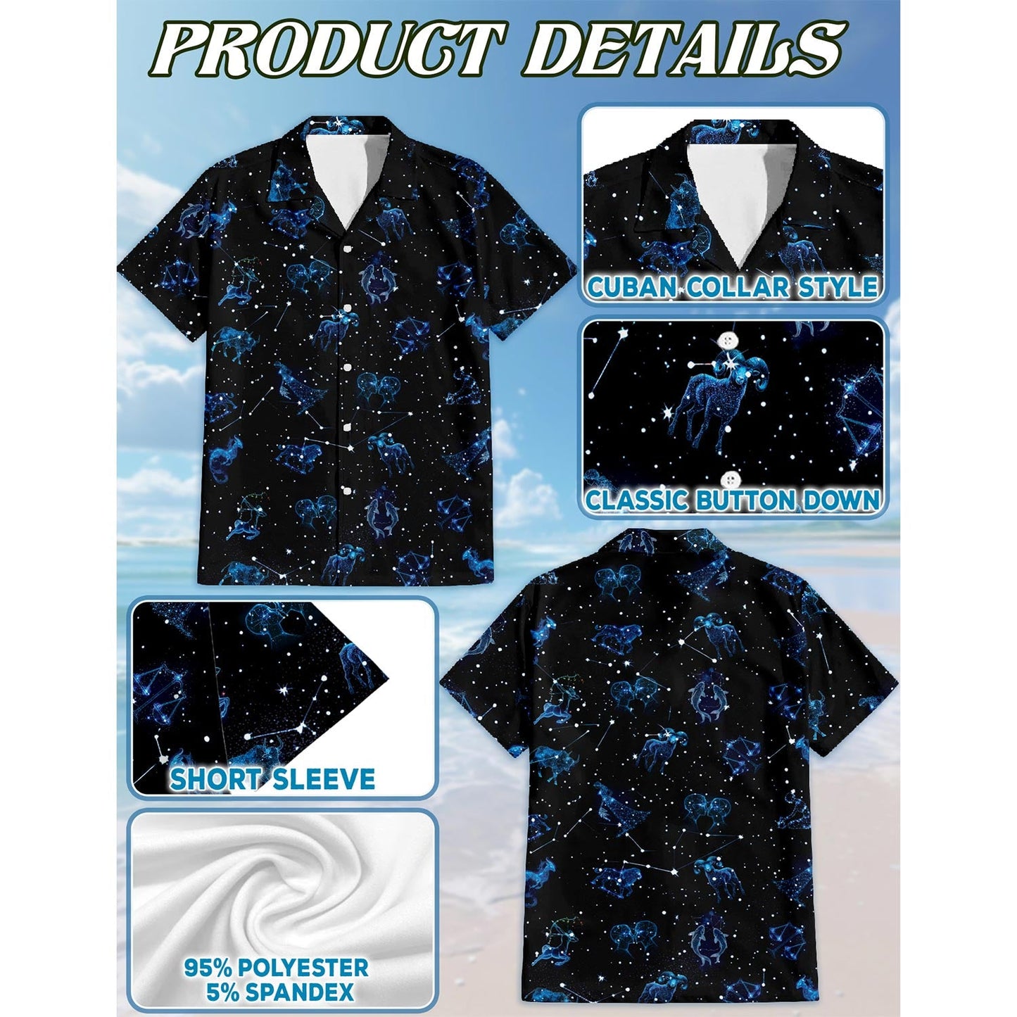 Zodiac Hawaiian Shirt for Men, Button Down Aloha Shirt - Azhawaiian
