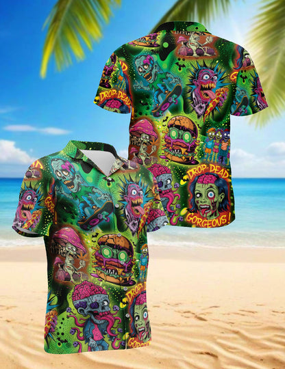 Zombie Hawaiian Shirt for Men, Button Down Aloha Shirt - Azhawaiian